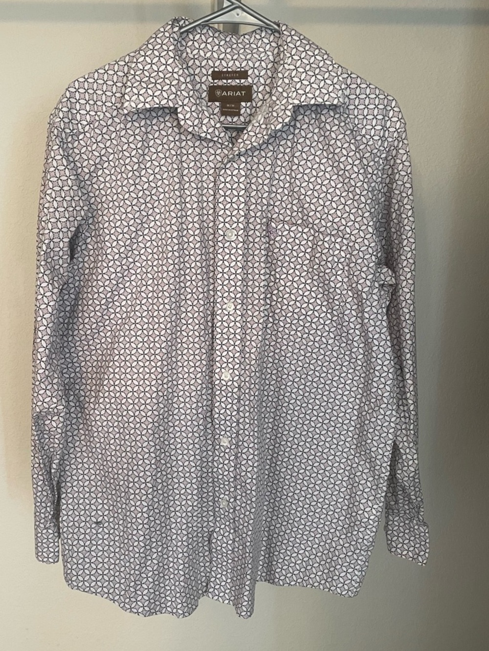 Ariat Men's White and Purple Geometric Button-Down Shirt
